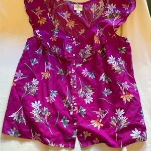 St John's Bay Women's Floral Print Tank Top Blouse Beachy Resort Vacation XL